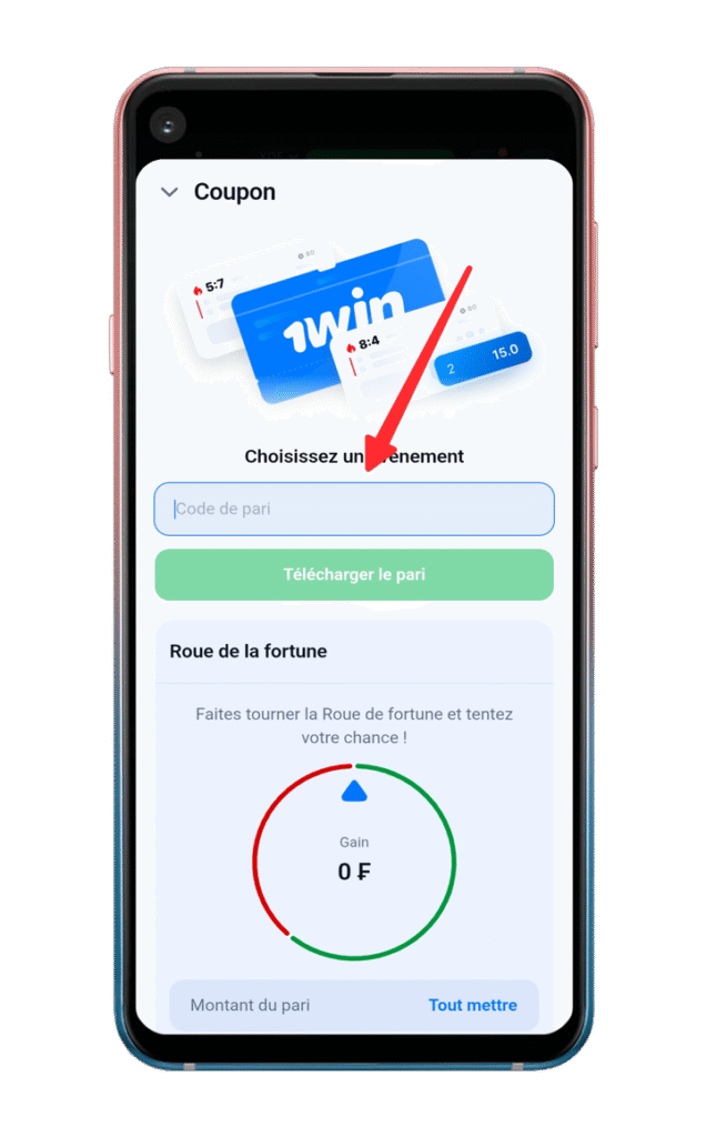 Entrer le code de pari
