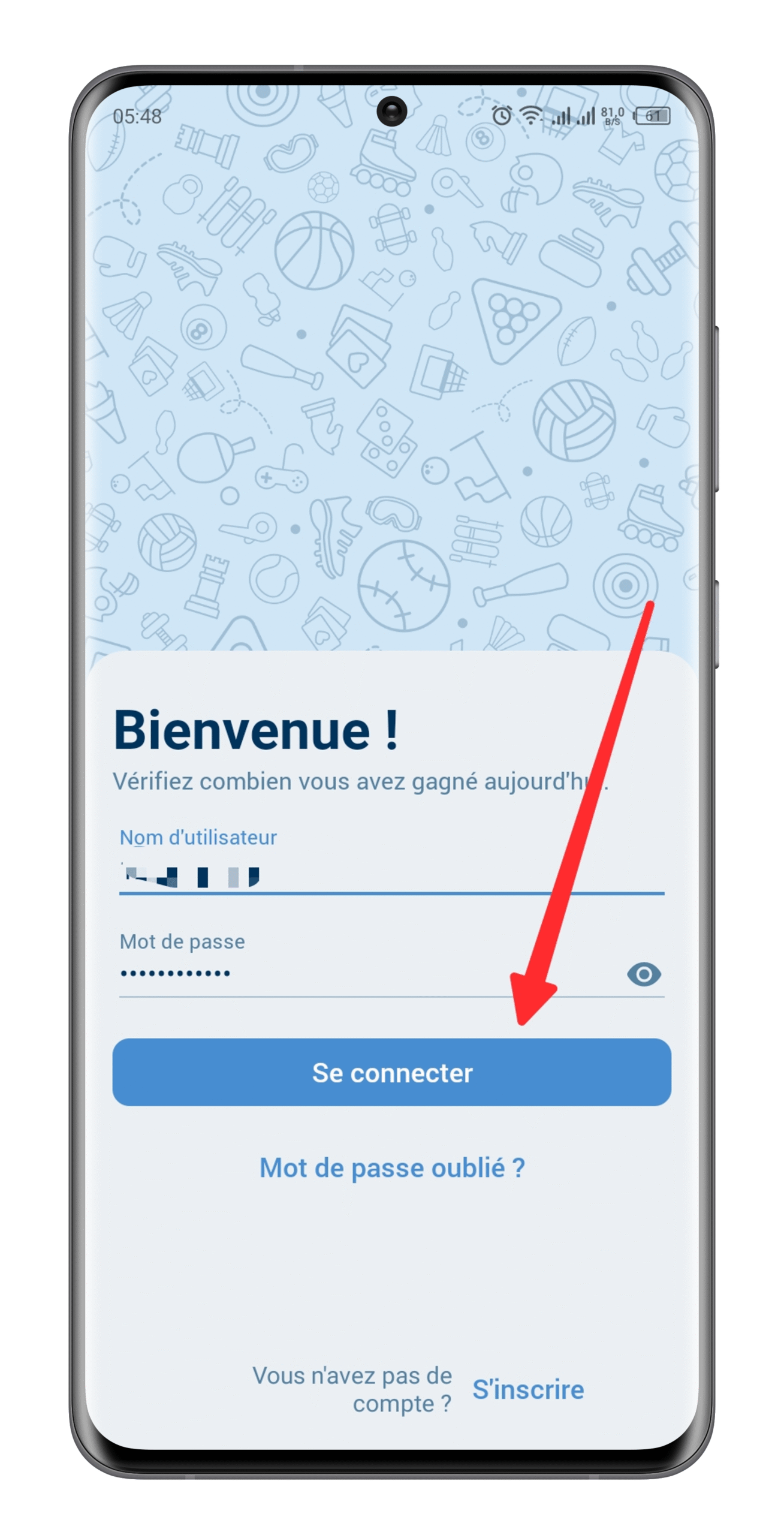 Remplir les champs de connexion