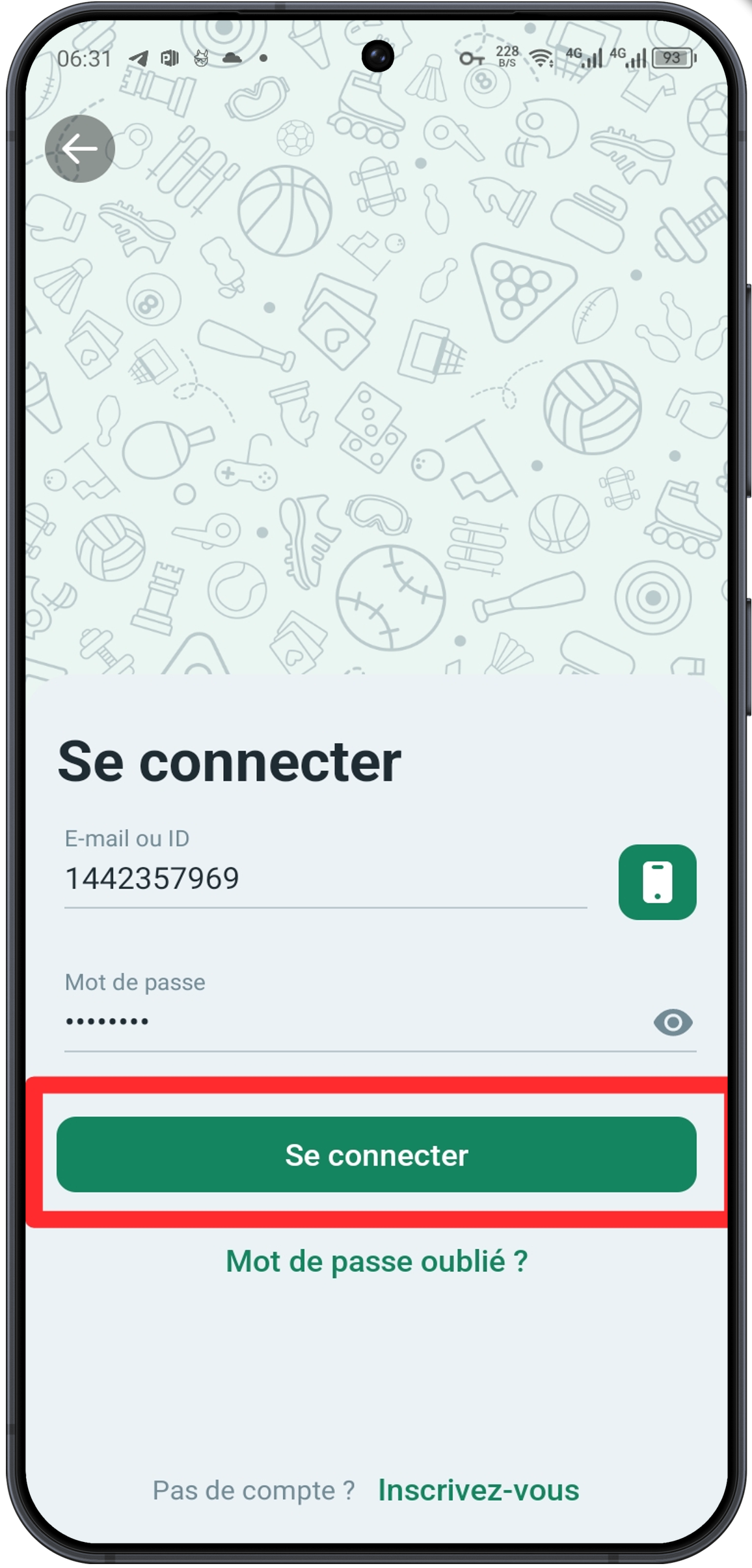 Entrez vos identifiants