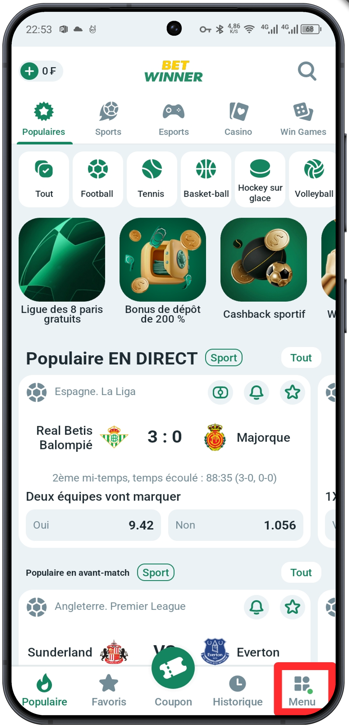 Connexion au compte Betwinner