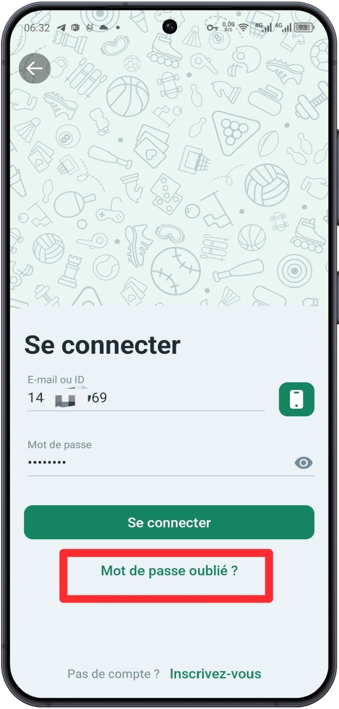Cliquez sur « Mot de passe oublié »