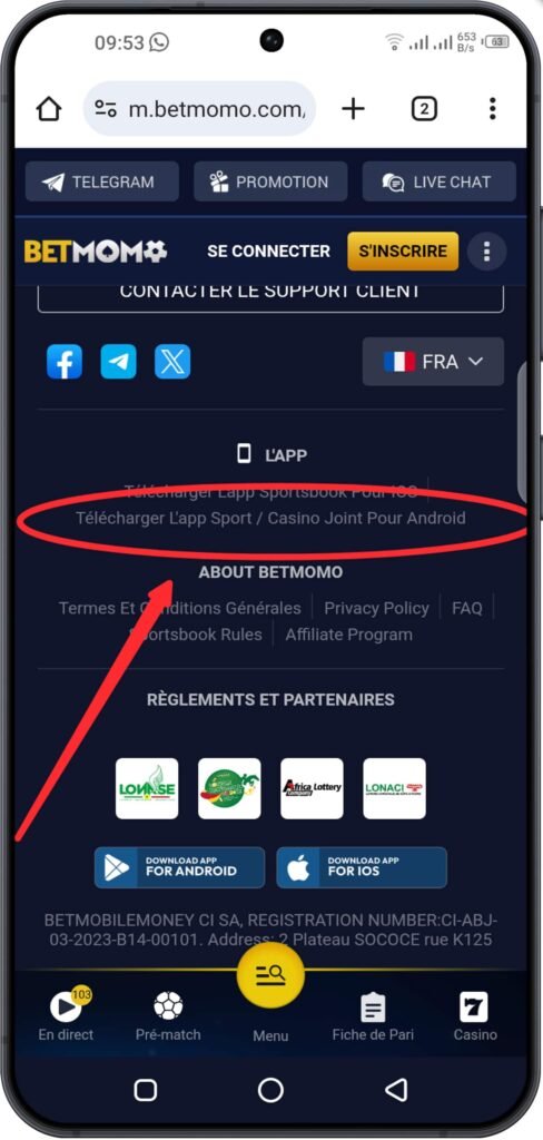 Télécharger le fichier Betmomo APK