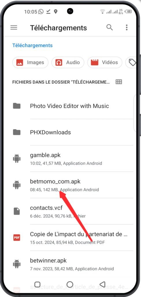 Ouvrir le fichier APK