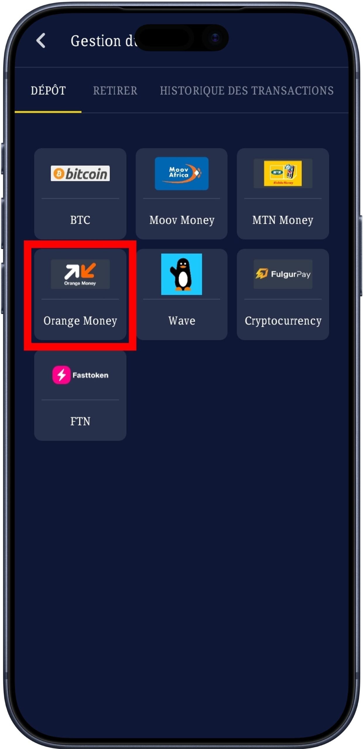 Choisir le mode de paiement