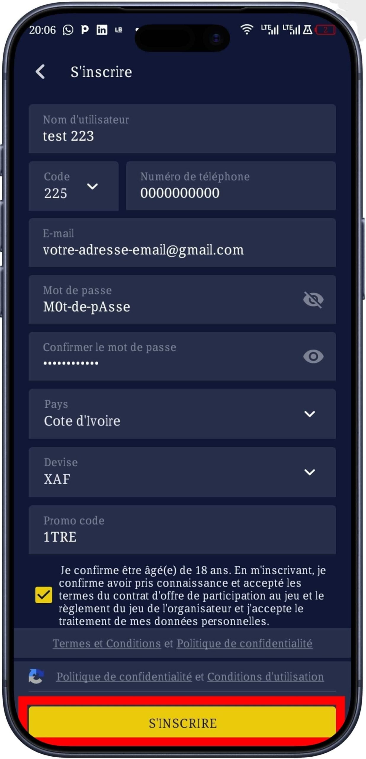 Confirmer les informations renseignées