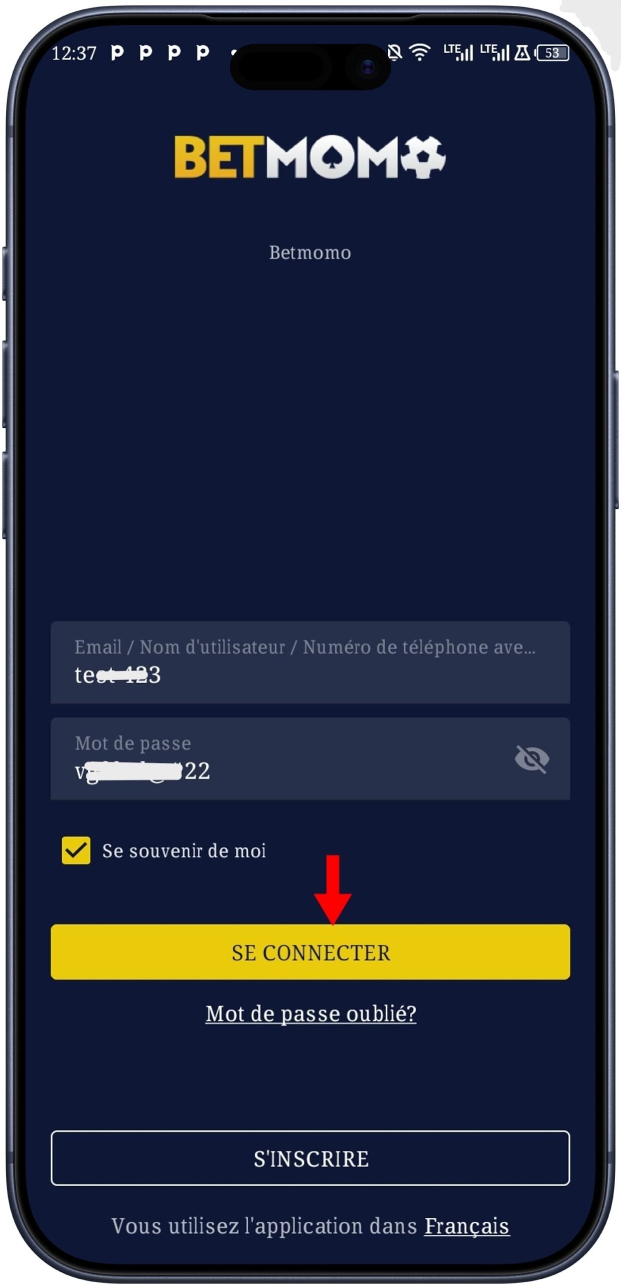 Valider les données de connexion