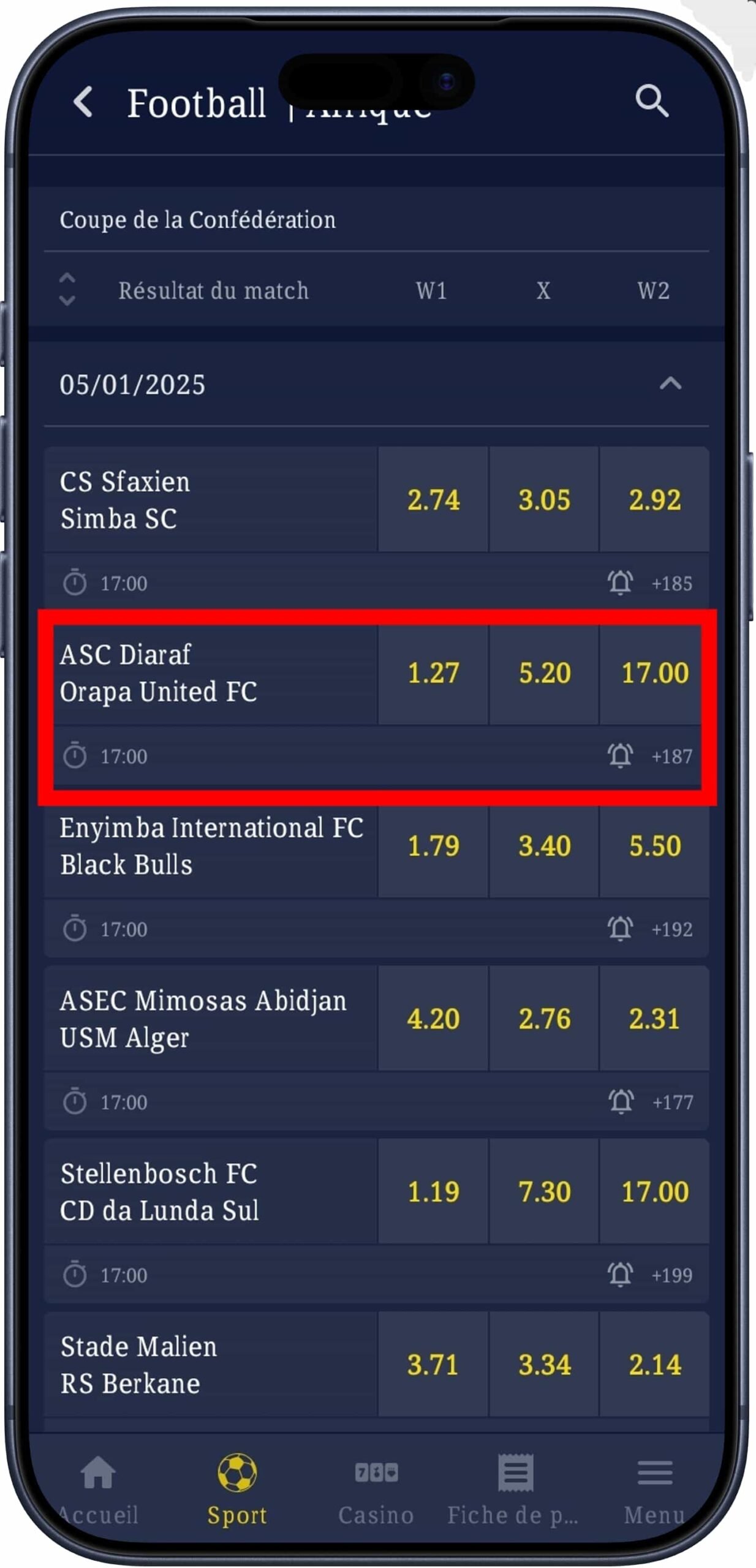 Sélectionner une rencontre