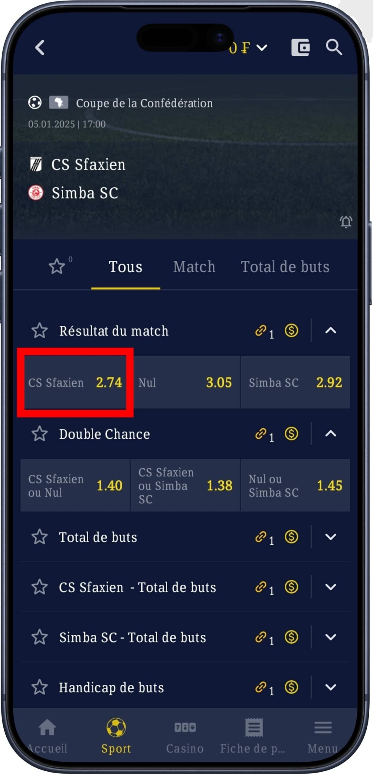 Choisir un type de pari