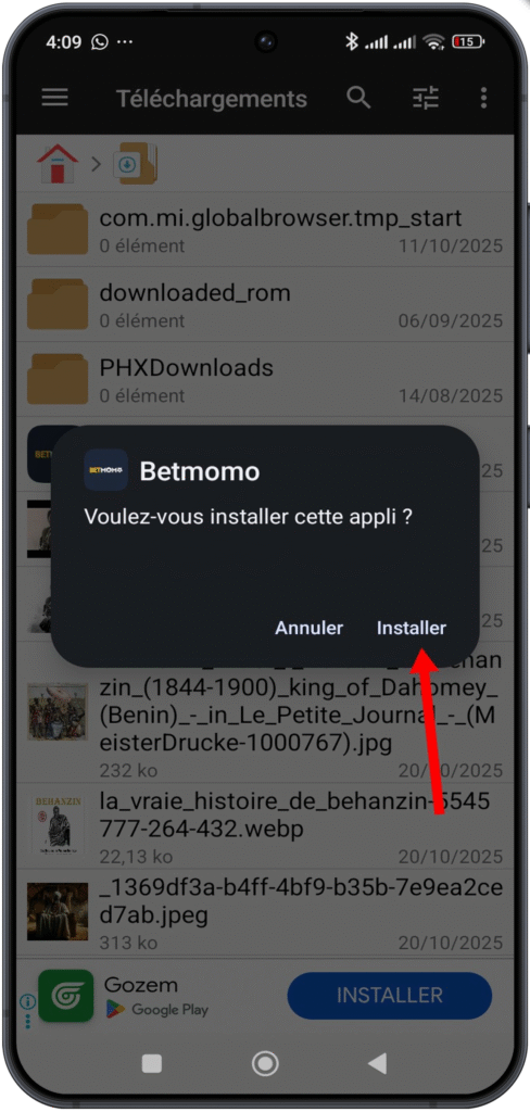Cliquez sur « Installer » pour lancer l'installation