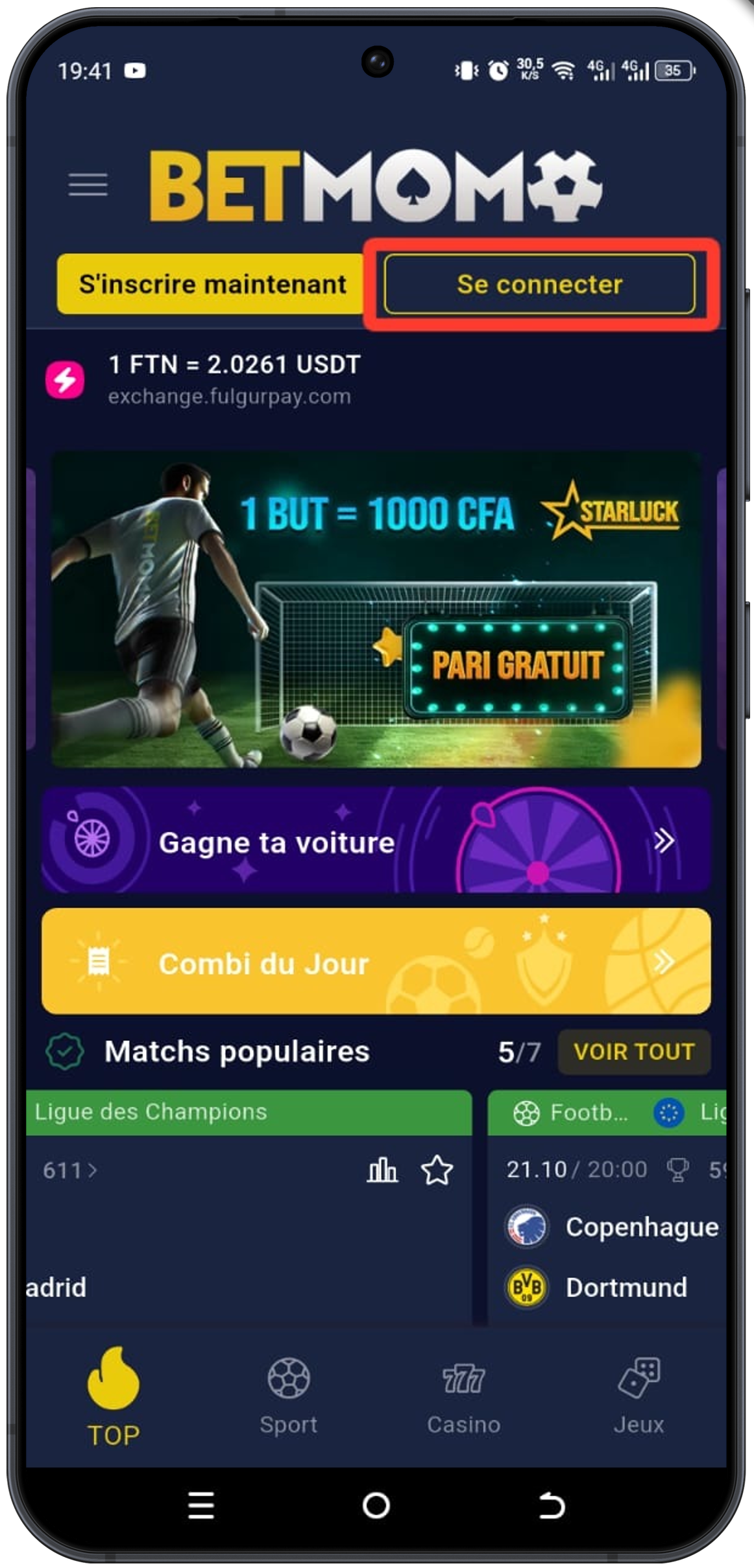 Connectez-vous sur Betmomo Apk ou depuis le site officiel