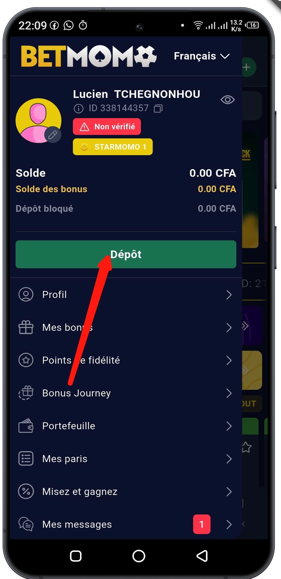 Accédez à la section « Dépôt »