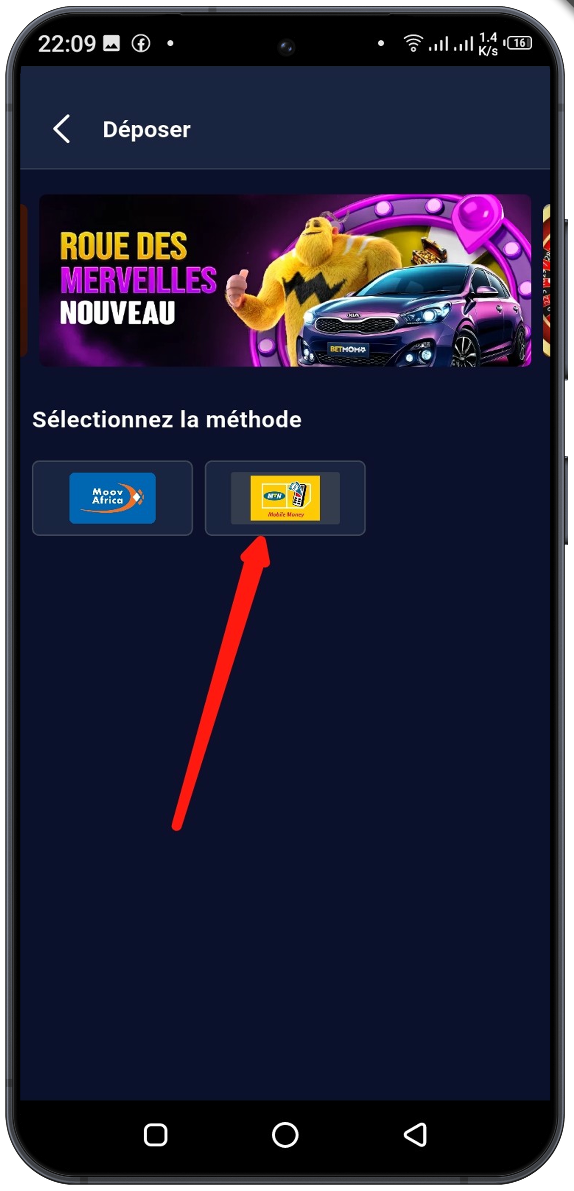 Choisissez la méthode de paiement