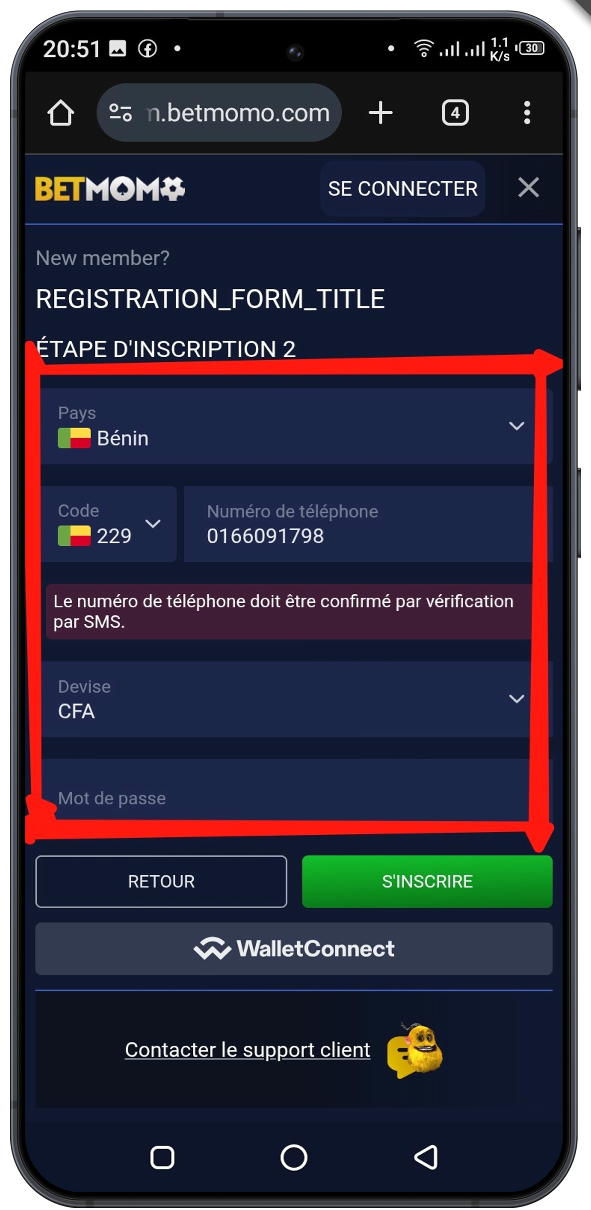 Remplir le formulaire d’inscription