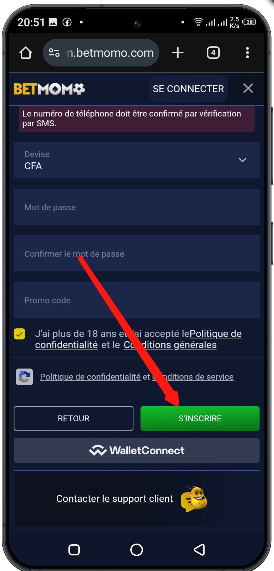 Valider l’inscription