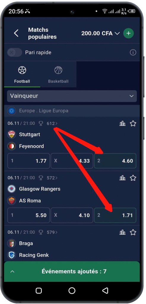 Choisir une option de paris