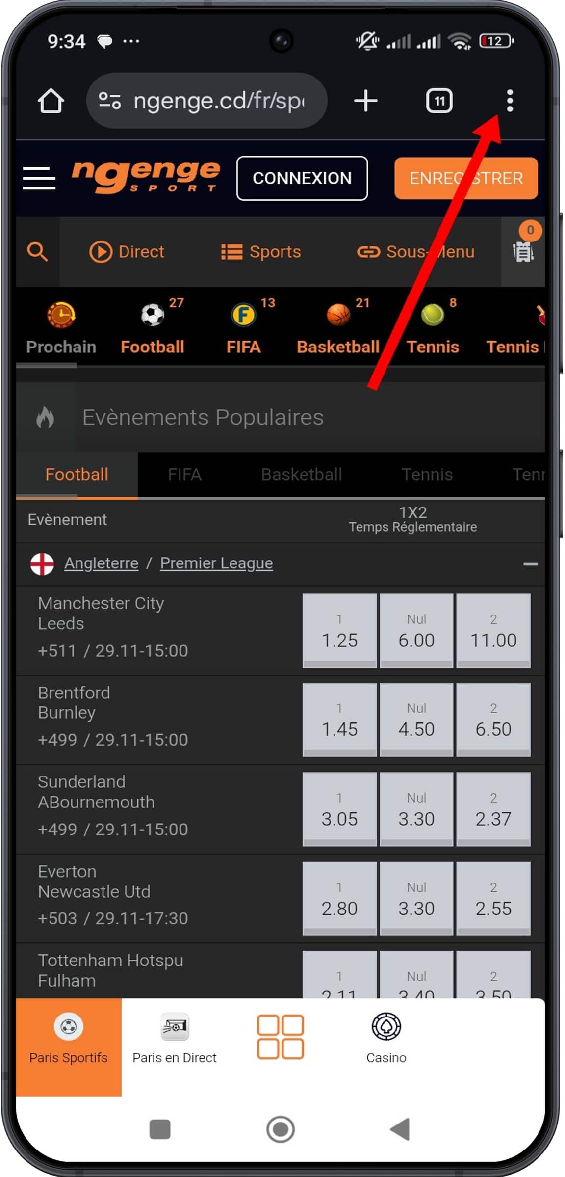 Cliquer sur les trois points en haut