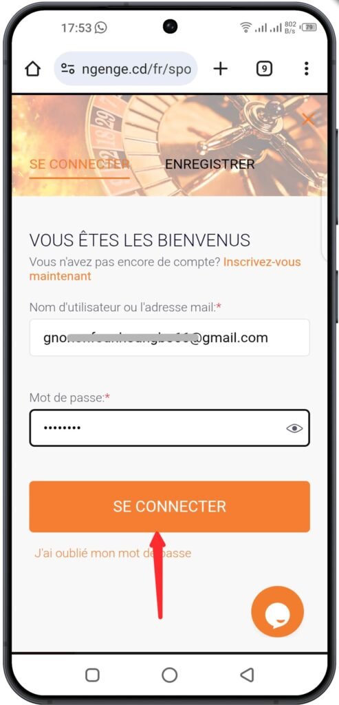 Étape 1 : Connexion et choix du sport
