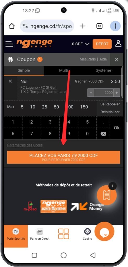 Validation du ticket X