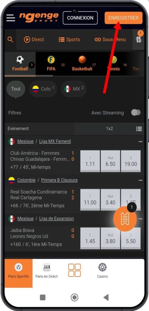 Ouvrir le formulaire d’inscription