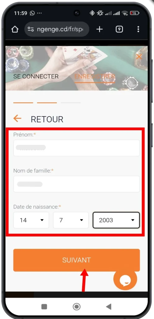 Compléter vos informations personnelles