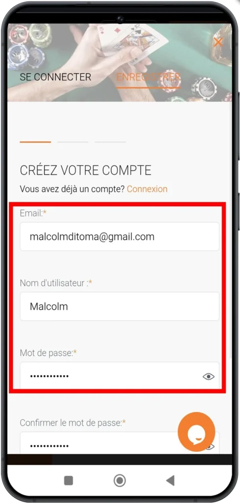 Renseigner vos coordonnées de base