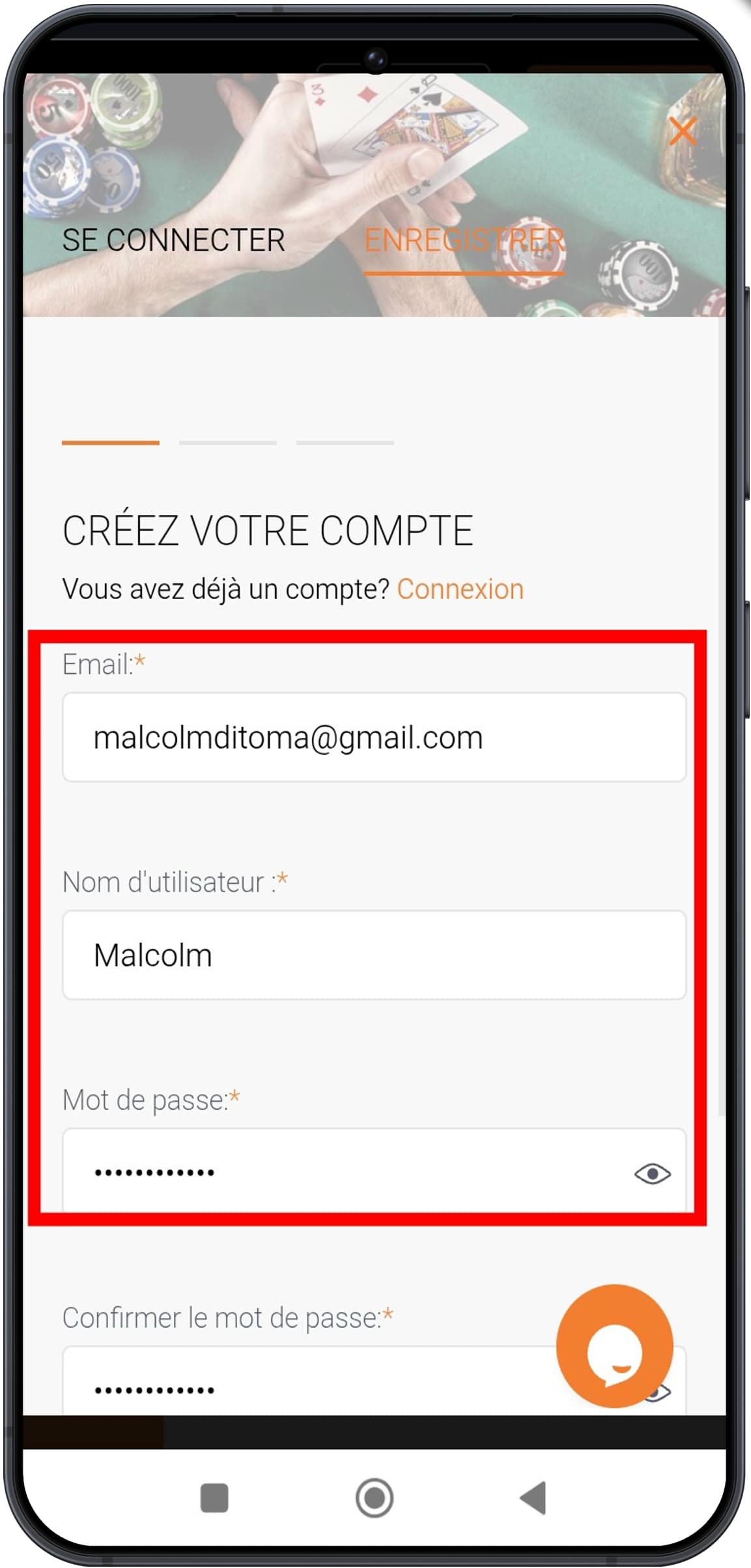 Renseigner vos coordonnées de base