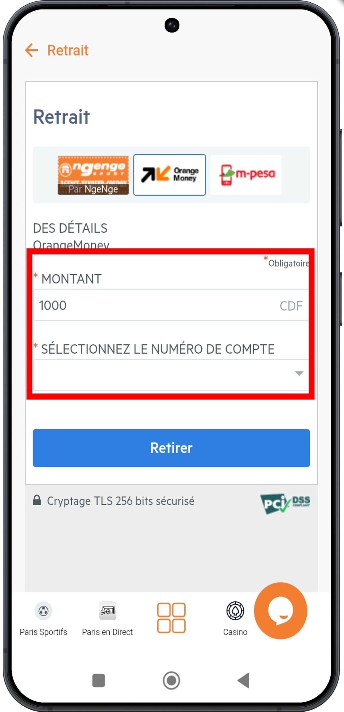 Renseigner les informations demandées