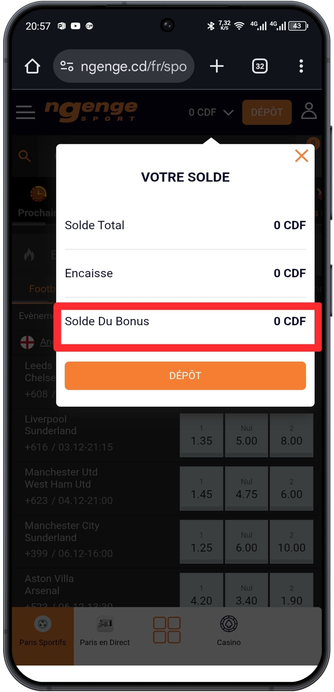 Activation du solde bonus