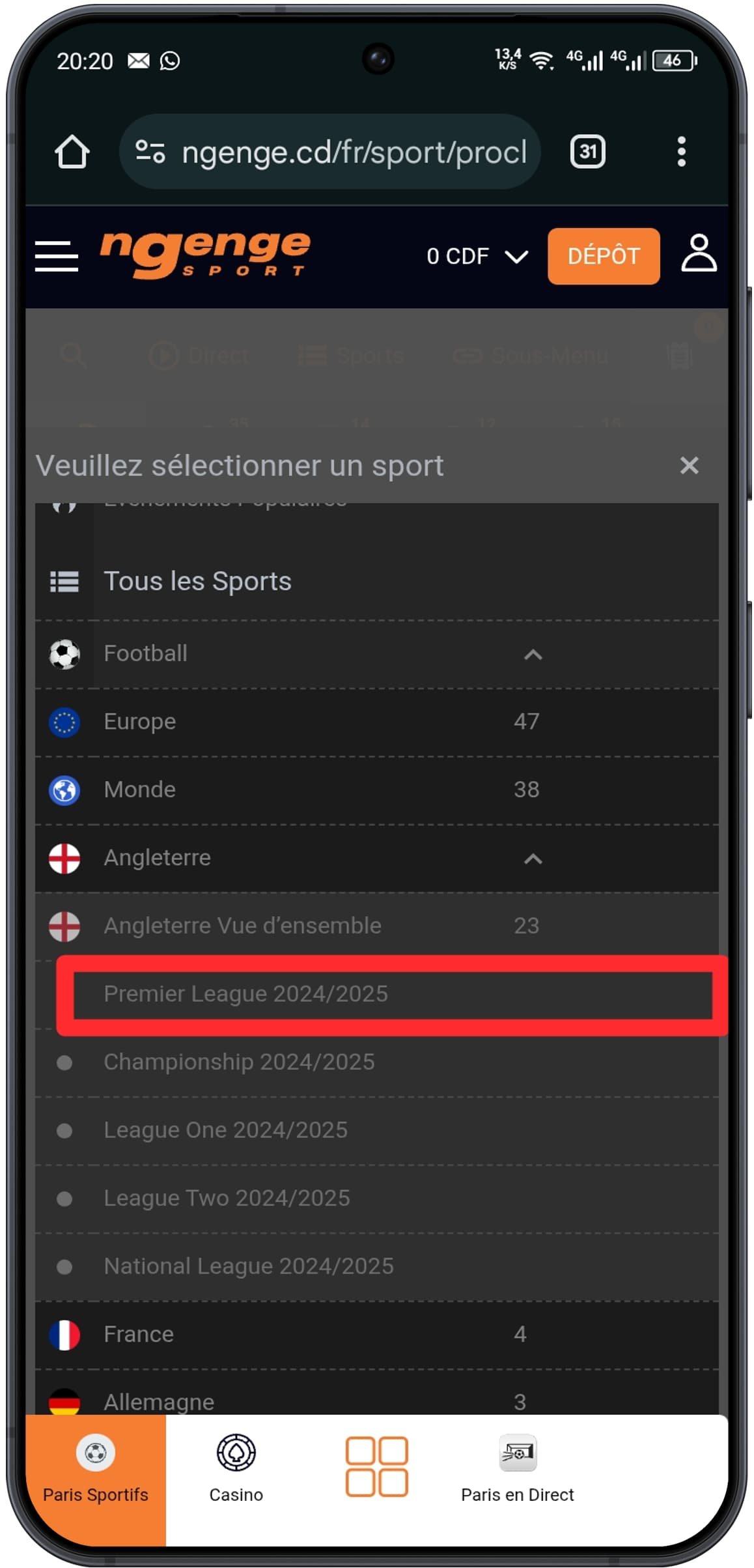Choisir un événement