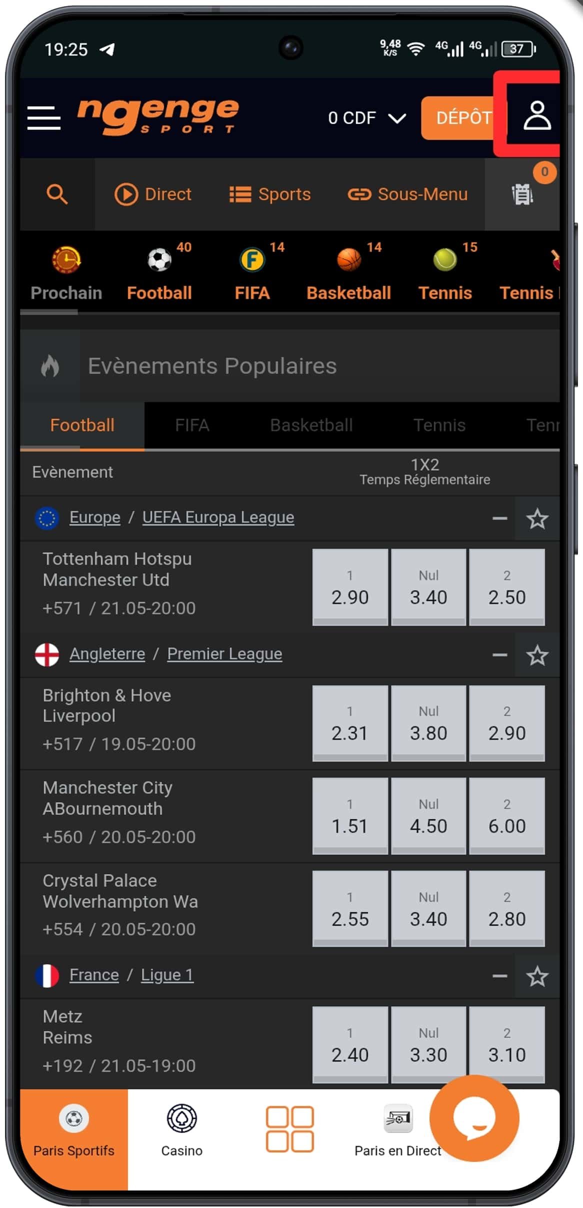 Naviguer vers votre profil