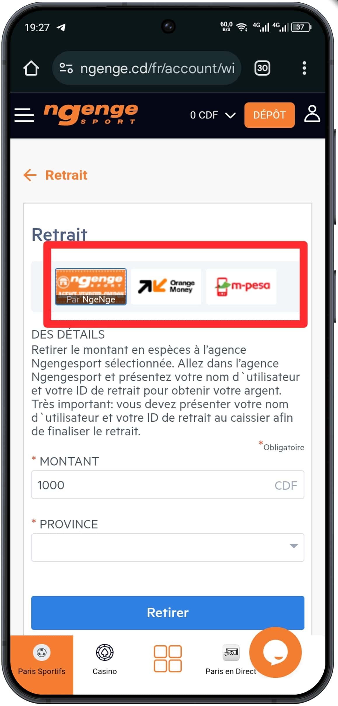 Choisir la méthode de paiement