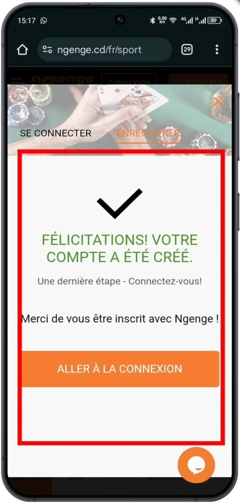 Confirmer la création du compte