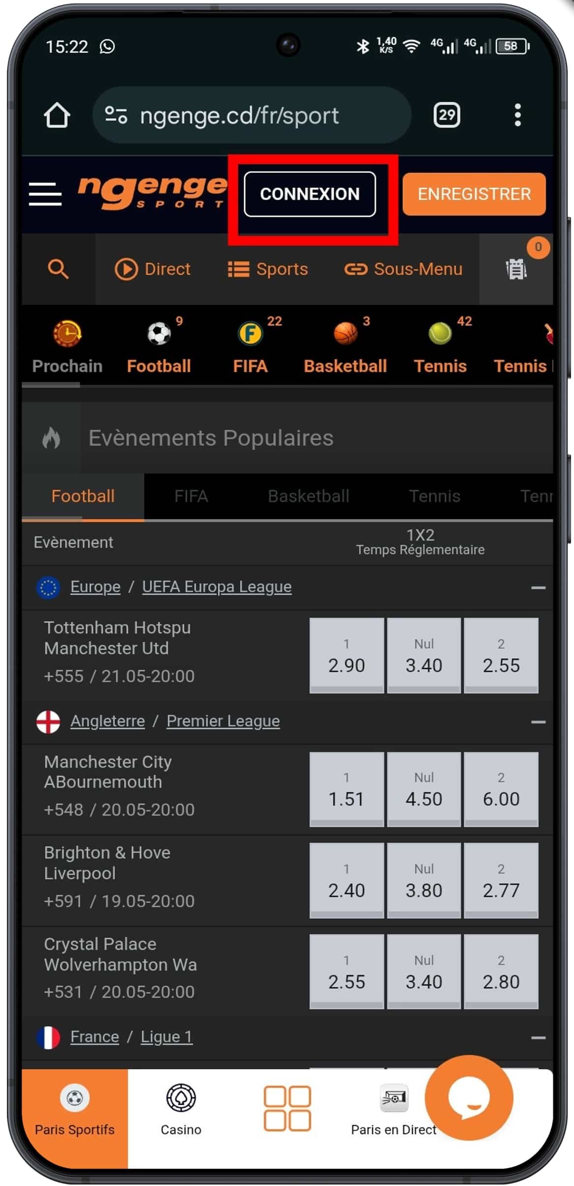 Accéder au raccourci Ngenge Sport APK