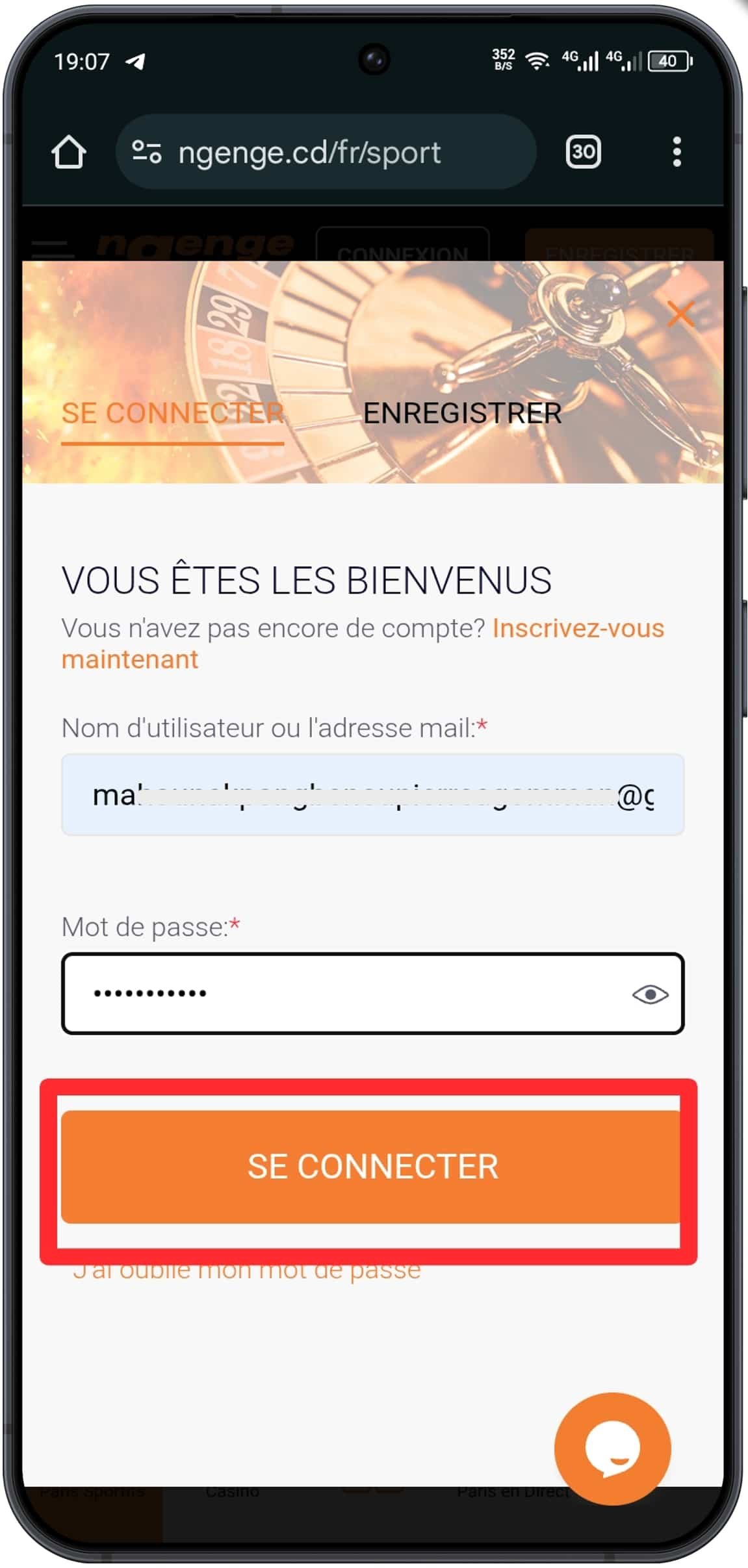 Saisir vos identifiants