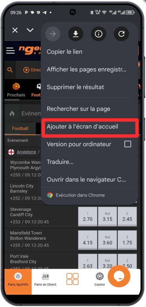 Sélectionner « Ajouter à l’écran d’accueil »