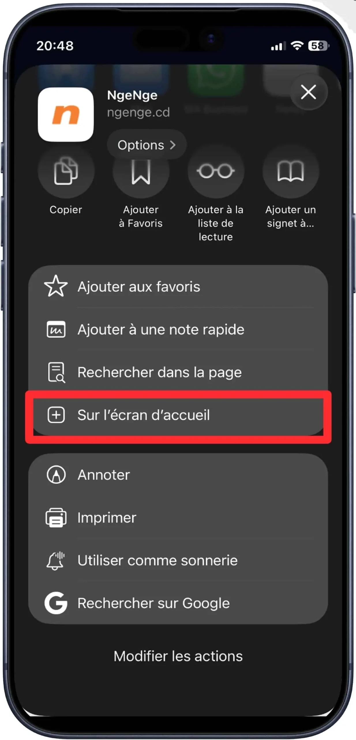 Partager la plateforme sur le stockage du smartphone