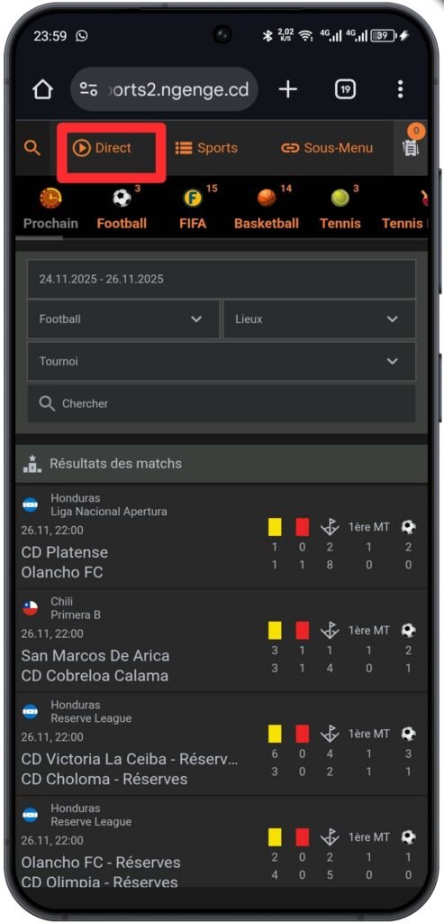 Accéder aux résultats en direct