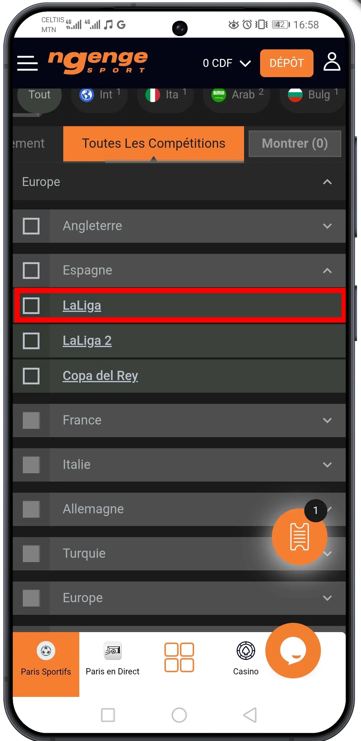 Choisir la compétition sportive