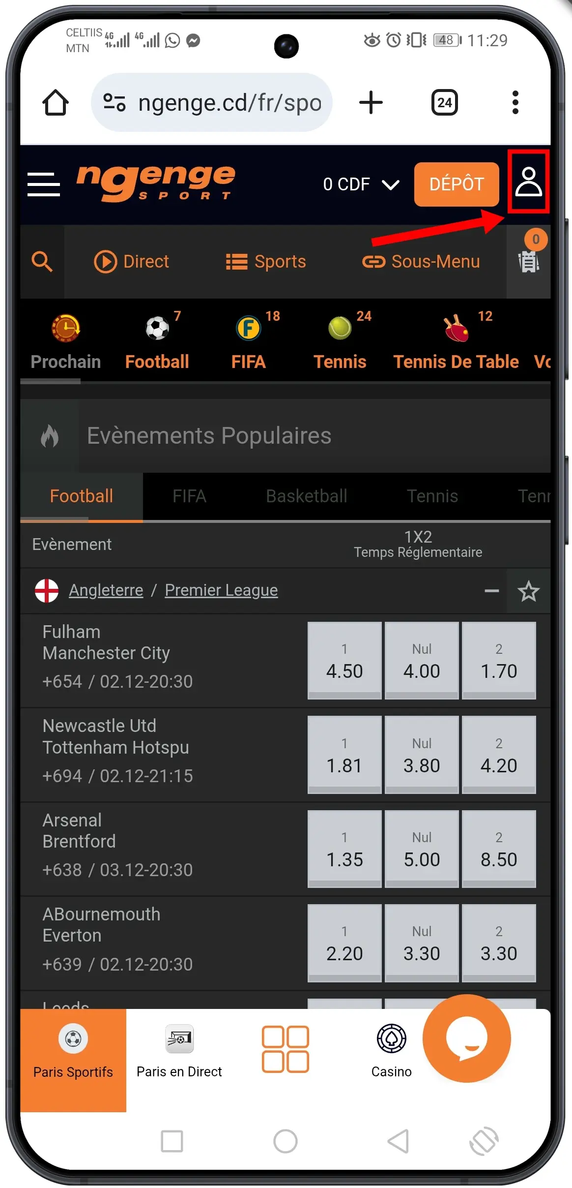 Aller dans son espace personnel