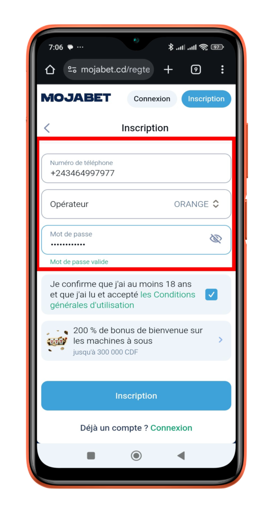 Remplir vos informations personnelles