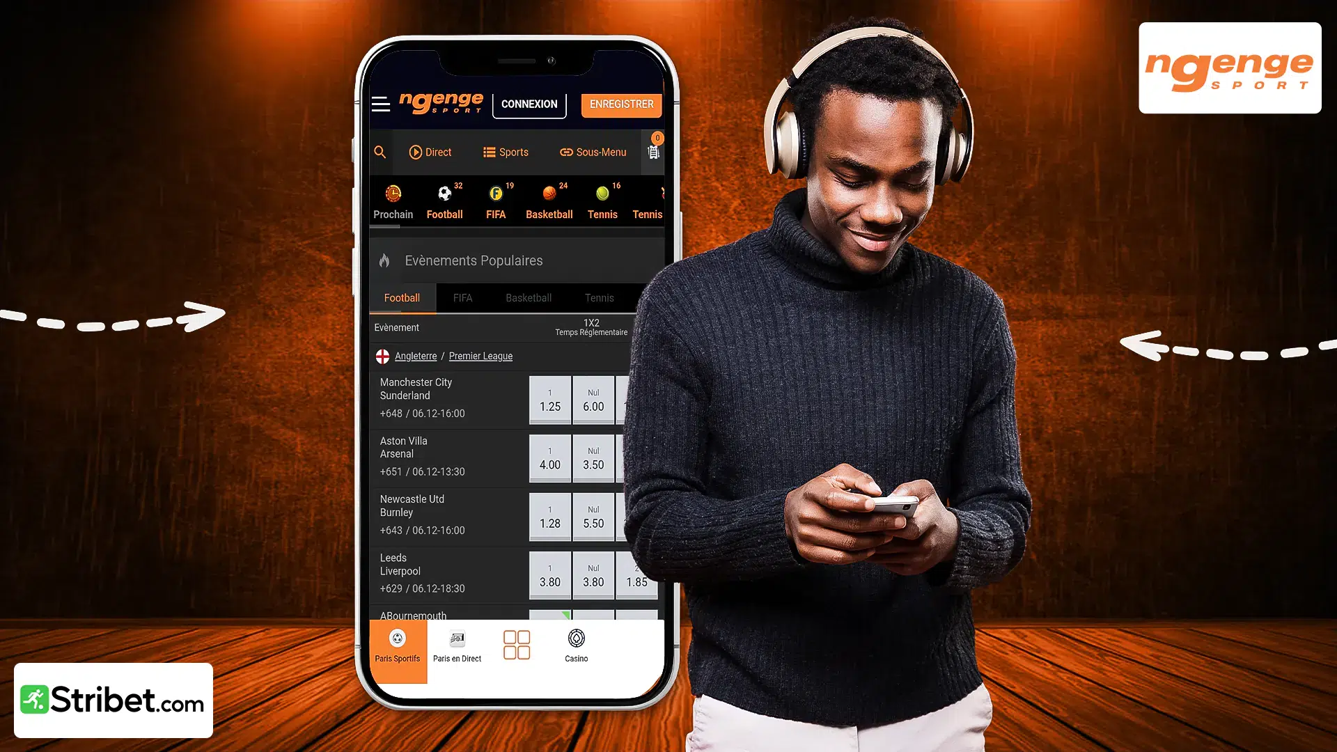 Fonctionnalités disponibles sur Ngenge Sport CD APK
