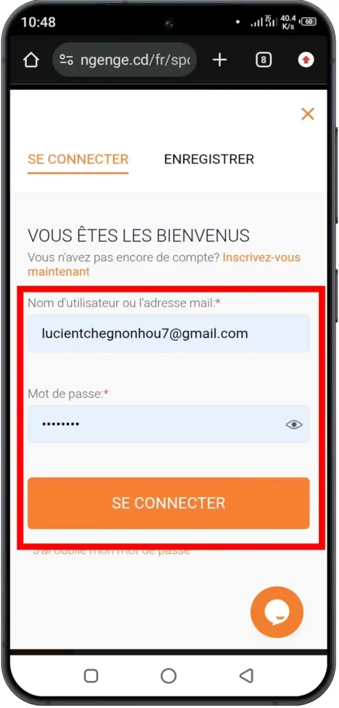 Connectez-vous à votre compte Ngenge Sport